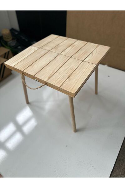 Wooden Factory Katlanabilir Tavla Kamp Masası 50x50 Ham Deck