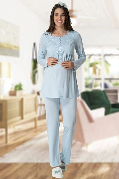 By Mecit Pijama Set de izolare și set pentru utilizare în timpul sarcinii femeilor 80% bumbac, 20% viscoză