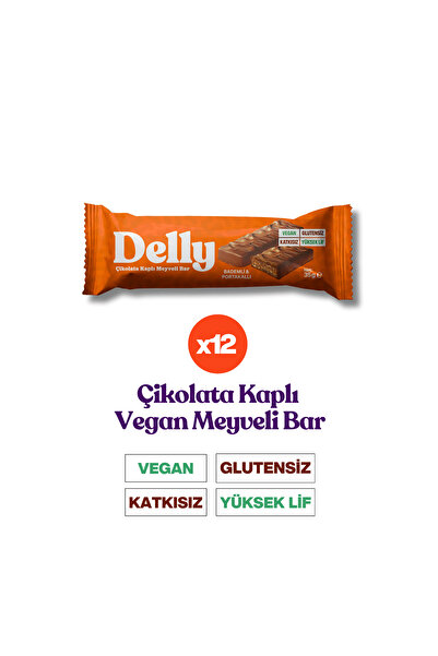 Delly 12 Adet Çikolata Kaplı - Bademli & Portakallı Meyveli Bar 35g