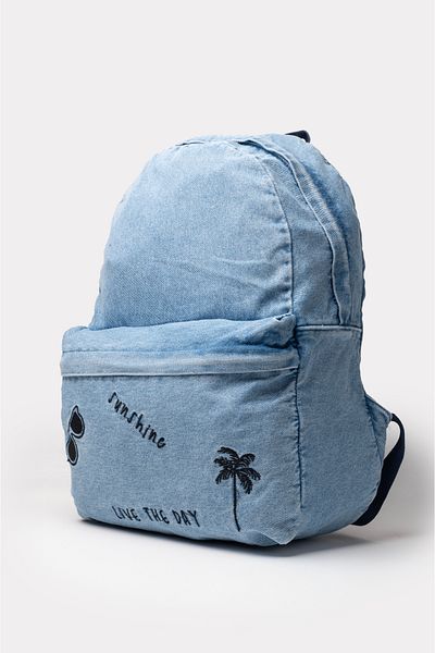 ICONE BAG Rucsac din denim spălat cu buzunar frontal Icone