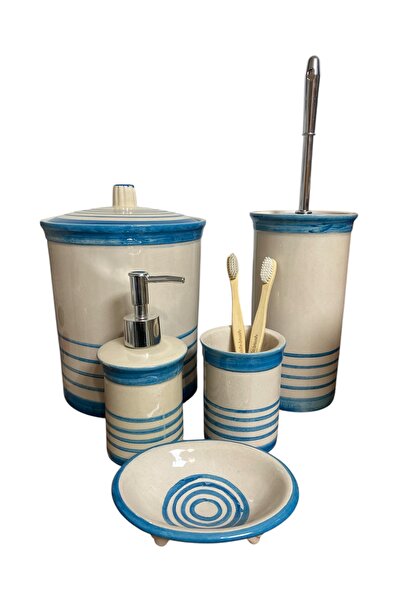 RED SERAMİK Червен керамичен комплект за баня от 5 части от колекция Dara с с...