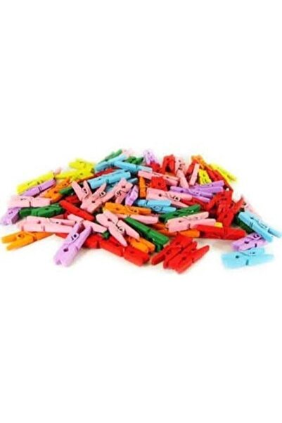 KZN Küçük Renkli Mandal 100 Lüpaket Mini Ahşap Mandal 2,5 Cm