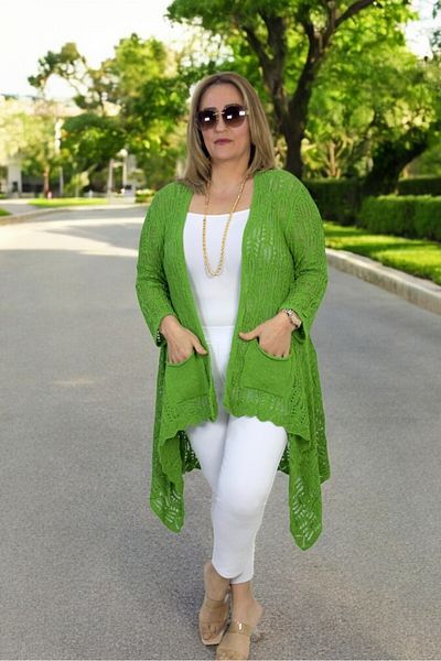 yagmurberen Asymmetric Cut Pocketed Shawl Collar Large Size Italian Mercerized Cardigan