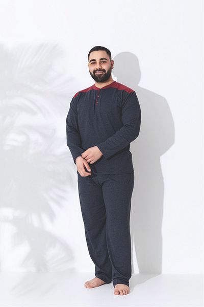 Sude HOMEWEAR Ανδρικό σετ πιτζάμες με μακρυμάνικο μεγάλο μέγεθος (εποχιακό).