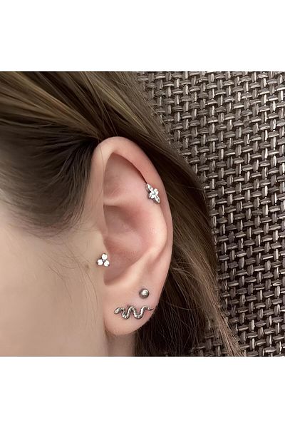 Janset F136 Titanium Trinity Model Tragus Piercing - Helix, Labret, Lobe Piercing - Titanium Piercing
