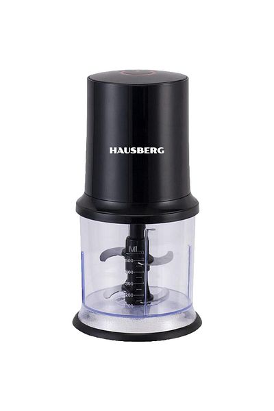 Hausberg Tocator electric HB-4502NG, 400W, 1 treapta de viteza, 500 ml, bol plastic, cutit cu 2 lame, Negru
