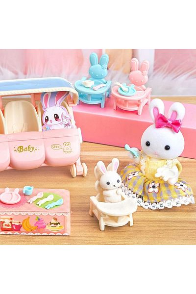 Feyza Oyuncak Mr. Dreamy Mini Rabbit Baby Stroller and Care Play Set