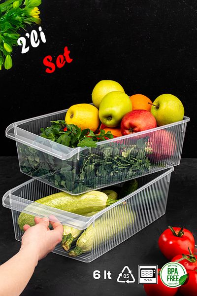 Porsima 3184 2Pcs 6 Liter Cabinet and Refrigerator Organizer Bathroom Kitchen Organizer 20X32X7 cm