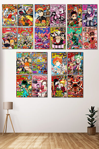 Runrux Anime Duvar Posteri -Renkli Anime Dergi Kapakları Seti - Çerçevesiz Du...
