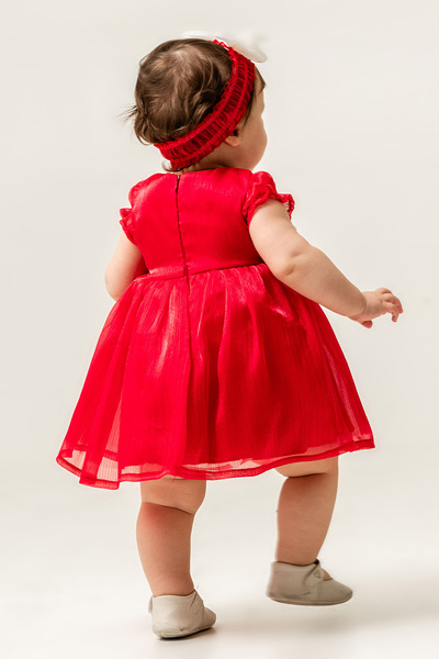 Eray Kids Bandana Fiyonk Detaylı Kız Bebek Abiye Elbise