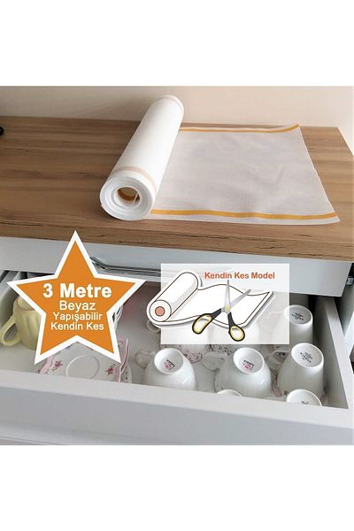 Perisfer Self Cut White 3m Adhesive Drawer Cabinet Organizer Shelf Cover Non-Slip Anti-Slip Transparent