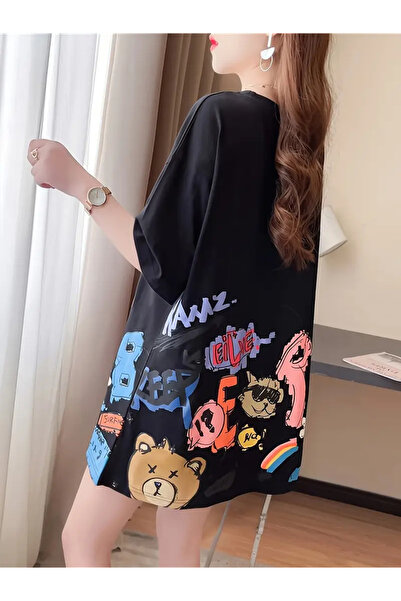 PENTHİLUS Női nyári rajzfilm nyomott hosszú ujjú póló - bő szabású