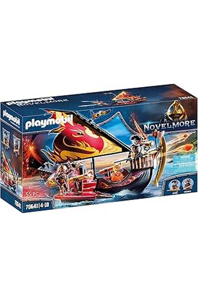Playmobil 70641 Novelmore Knights Burnham Marauders Fire Ship, Medieval Castle and Knight