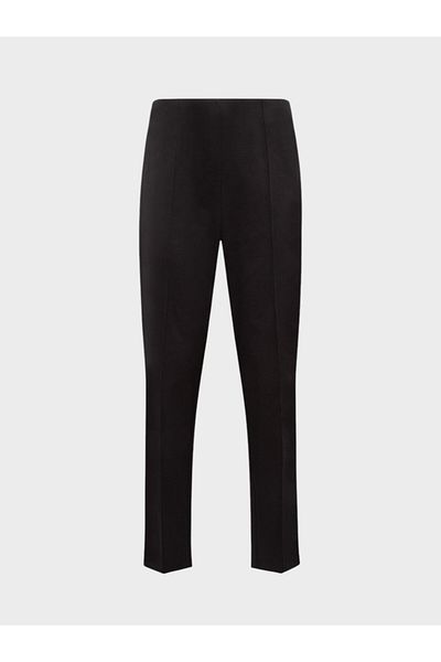 RİVUS High Waisted Ribbed Stitched Cigarette Leg Trousers - Black