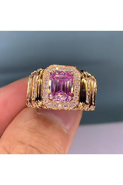 Choice 7 F1359 خاتم خطوبة هويتان وردي جميل مرصع بأحجار الزركونيا المكعبة للنس...