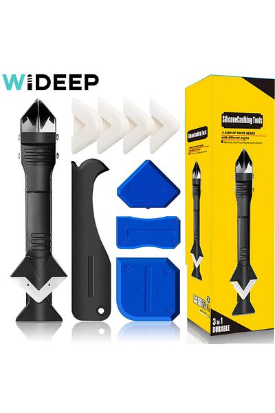 WIDEEP 9 قطع 3 في 1، مزيل سيليكون مانع التسرب، مكشطة ناعمة، تشطيب السد، مجموعة أدوات الجص، قالب الأرضية