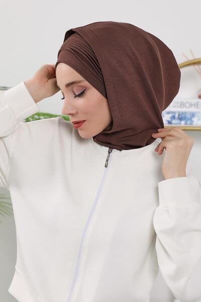 Aisha's Design Γυναικείο έτοιμο καπό με χειμερινή κουκούλα και κάλυμμα, B-87O, καφέ