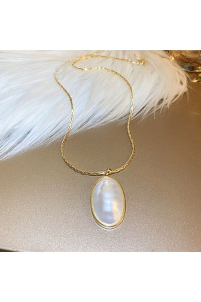 Choice necklace Elliptical Imitation Pearl Earrings Necklace Ring Gentle Atmospheric Collarbone Chain High-