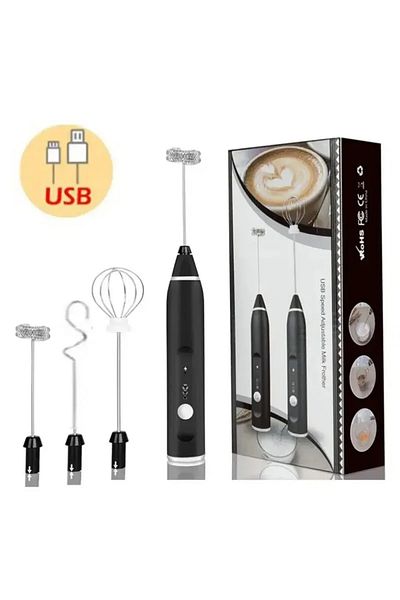 Choice black Portable Electric Milk Frothers Handheld Blender Cappuccino Cream Egg Beater Food Blender USB