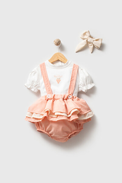 Jikko Baby Frilly Gardener Skirt Romper Set 3 Piece Set (3601)