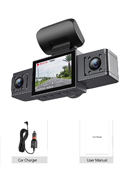 Choice1 كاميرا سيارة بدون لون أسود، 3 قنوات، مسجل فيديو ثلاثي العدسات، كاميرا...