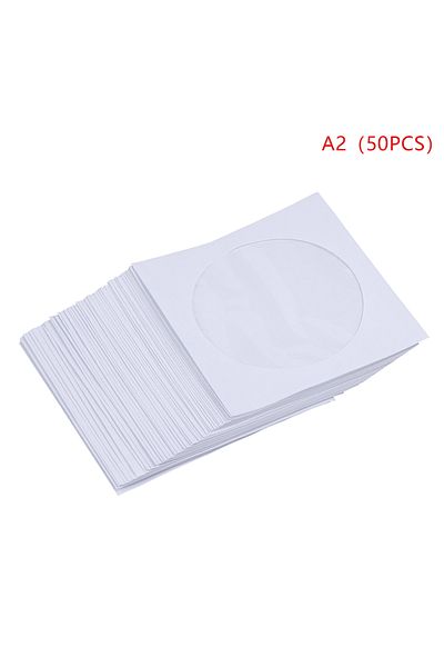 Choice 50PCS 50PCS 12.5CM CD DVD Disc Paper Sleeves Envelopes Storage Clear Window Case Flap White Folded P