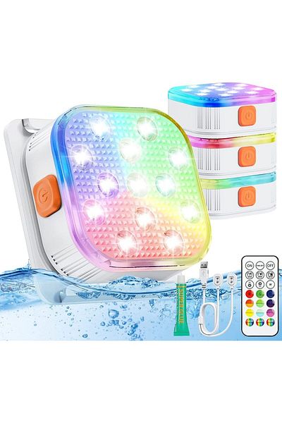 Choice 2pcs Underwater Lights LED Submersible Pool Lights Rechargeable 200FT Remote Control Swimming Pool L