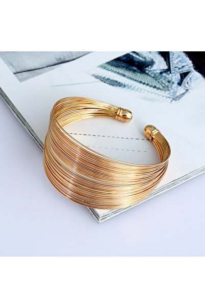 Choice 805034-Golden 1PC Retro Gold Multi Layer Open Wide Cuffs Women's Punk ...