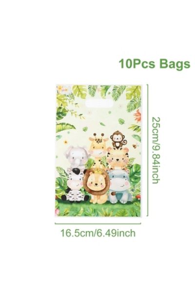 Choice as picture 10pcs Jungle Safari Animals Gift Bag Handbags Kids Baby Shower Paper Bags Decoration Fore