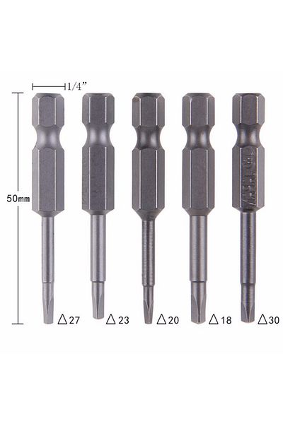 JETTING 5Pcs S2 Alloy Steel Triangular Screw Bits Magnetic Screwdriver Bit Anti Slip Triangle Screw Head ...