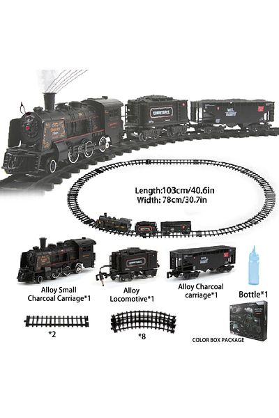 Choice 19060-5 Alloy Black Railway Train Add Water Emit Smoke Toy Metal Carriage Train Track Toys Locomotiv