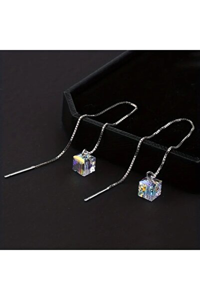 Choice أقراط ثريدر بيضاء E1043-1 للنساء، مضادة للحساسية، لون فضي، أقراط متدلي...