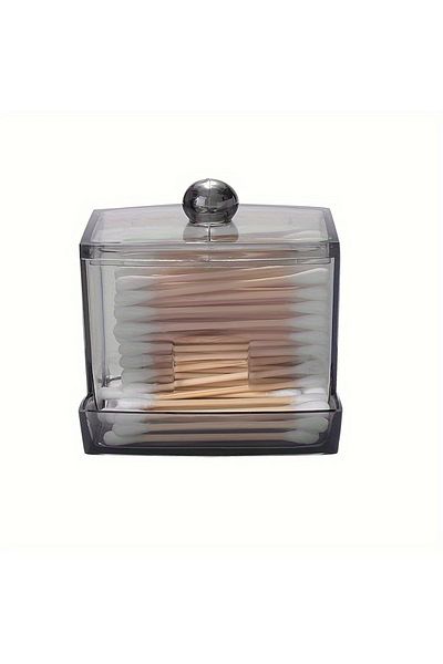 Choice clear black A Acrylic Cotton Swab Holder with Bamboo Lid Clear Dispenser Bathroom Containers Caniste
