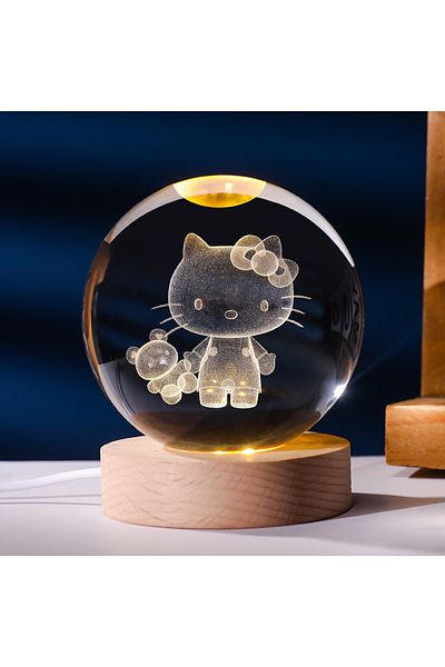 Choice Hello Kitty-01 5CM 3D Crystal Ball Night Light Decoration Sanrio Kuromi Hello Kitty Children's Night