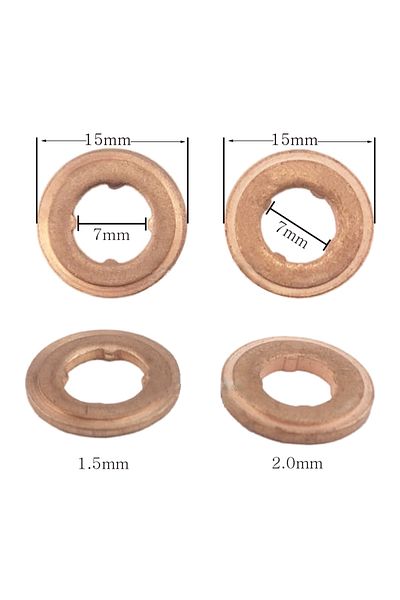 Choice 1.5mm 20 pcs  7x15mm EURO-III Common Rail Injector Nozzle Copper Pad Gasket for Diesel Injector Seal