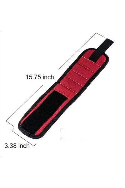 Choice Red Magnetic Wristband Tool Holder for Screws, Nails & Drilling Bits – Strong 5 Rows of Magnets for