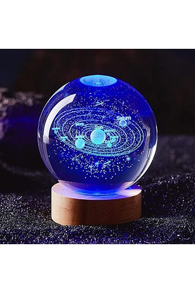 Choice USB Plug 3D Solar system laser carving Crystal ball Color night light, Birthday gift for girlfriend,