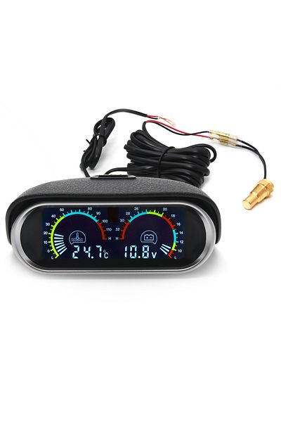 RYSJM BG0012 AD 2 in 1 LCD Car Water Temp Gauge Water Temperature Sensor 10mm Meter Voltmeter Voltage Digi