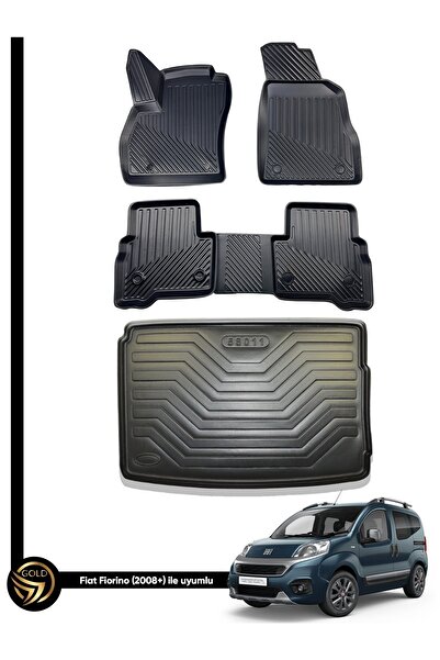 Black Gold Fiat Fiorino uyumlu 3D Havuzlu Paspas Bagaj Havuzu İkili Set 2007-2019 Benzinli Dizel