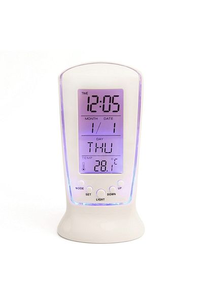 Choice White 1Pcs White 510 Mini Small Alarm Clock Led Luminous Music Alarm Mute Lazy Electronic Clock with