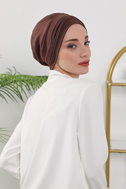 Aisha's Design Winter Pleated Bonnet,B-19O,Brown