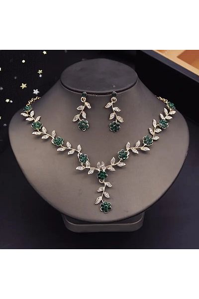 Choice S041-4 3 Pcs Sweet Jewelry Set Exquisite Rhinestone Pendant Banquet Party Women Fashion Romantic Cry