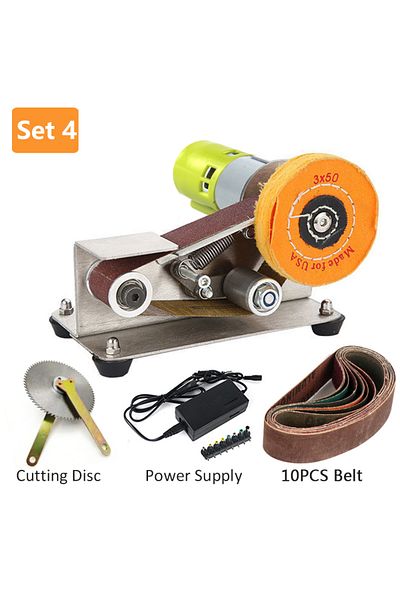 Choice Set 4 Multifunctional Mini Electric Belt Sander DIY Cutter Edges Sharpener  Adjustable Speed Polishe