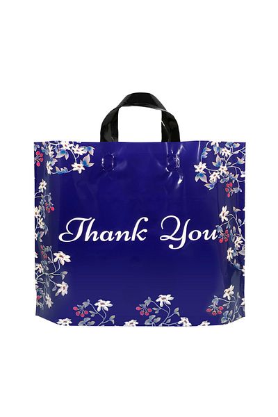 Choice 29.5x25cm Other Blue 10pcs Blue Flower Shopping Tote, Thank You Printed Gift Dress Shopping Mall Pla