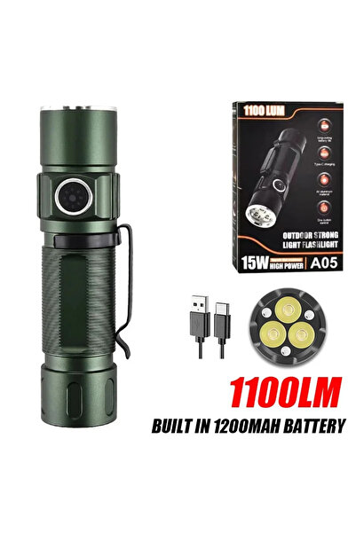 Choice 1 قطعة مصباح يدوي LED قوي EDC أخضر 1100 لومن قابل لإعادة الشحن عبر USB...