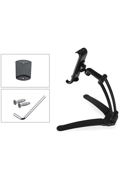 Choice Black Kitchen Cabinet Tablet Holder 2 in 1 Wall Mount Desktop Stand with Aluminum Alloy Metal Adjust