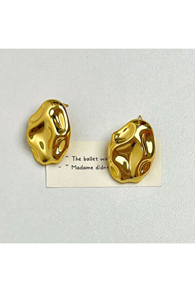 Choice 01 أقراط ذهبية عتيقة مطلية بالذهب غير منتظمة الشكل مطروقة معدنية أنيقة...