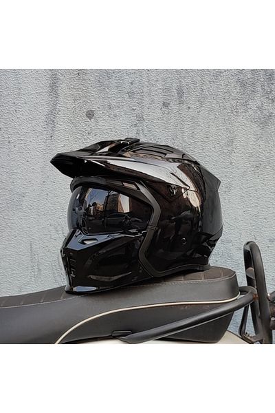 Choice XXL 2 ORZ Motorcycle Helmet Vintage Casque Moto Black Warrior Combination Helmet Full Half Helmet Cr
