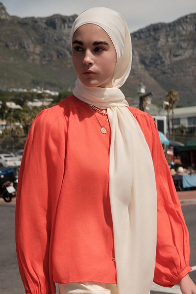 carell Double Sided Silk Slub Shawl - Pearl