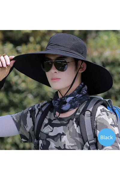 Choice Black Summer 15CM Large Brim Sun Hat Men Women Breathable Fishing Caps...